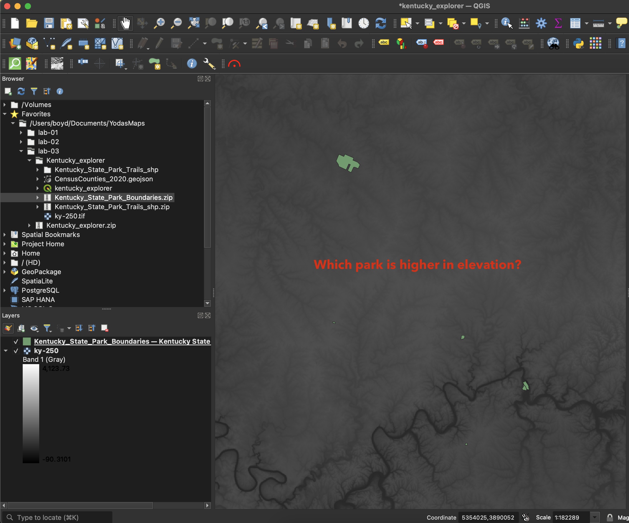 How would you determine which park is higher in elevation?