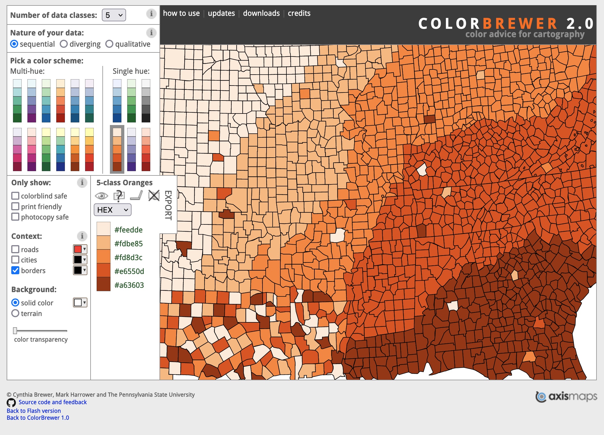 ColorBrewer color schemes