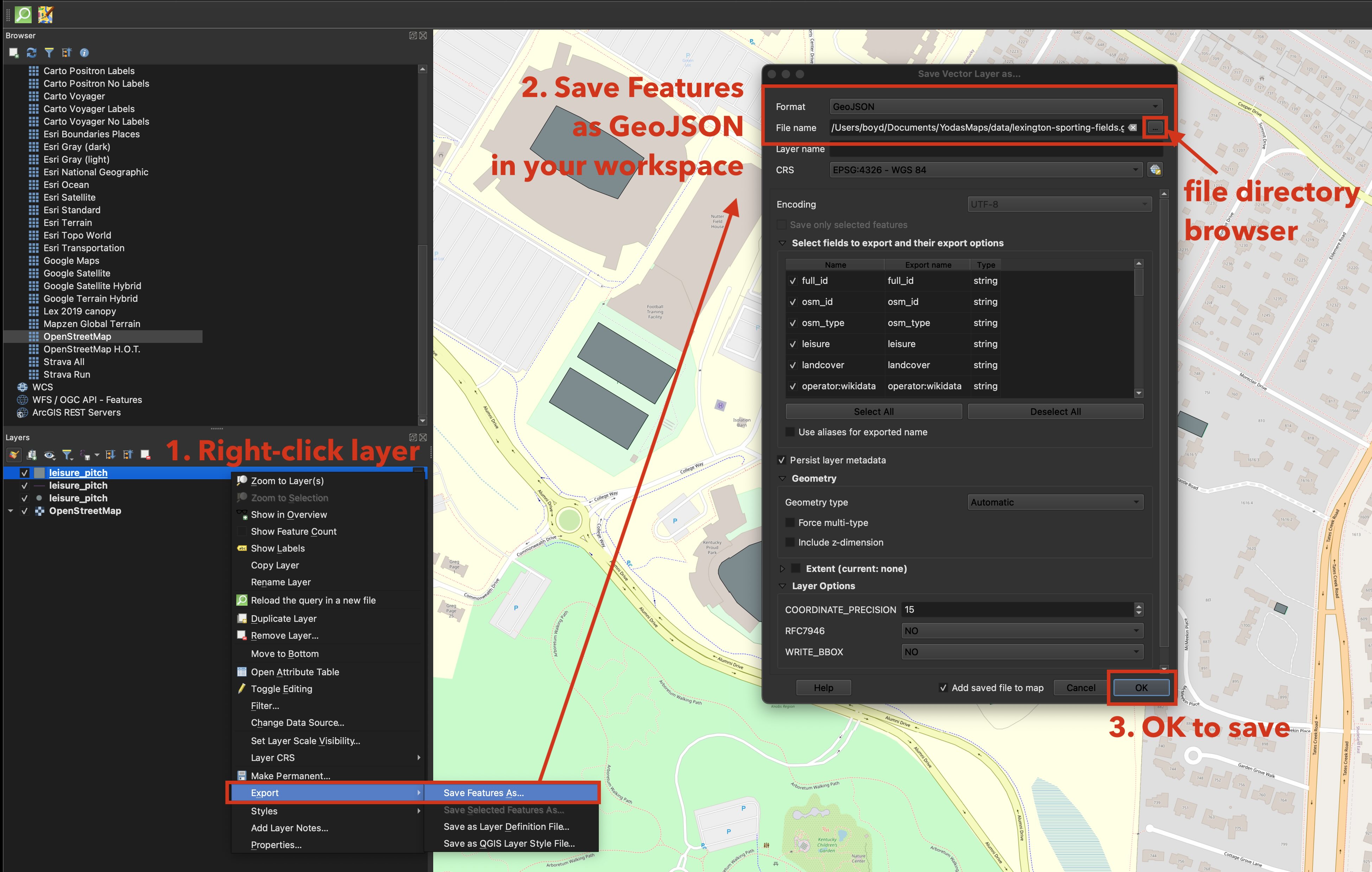 Saving data as a GeoJSON file