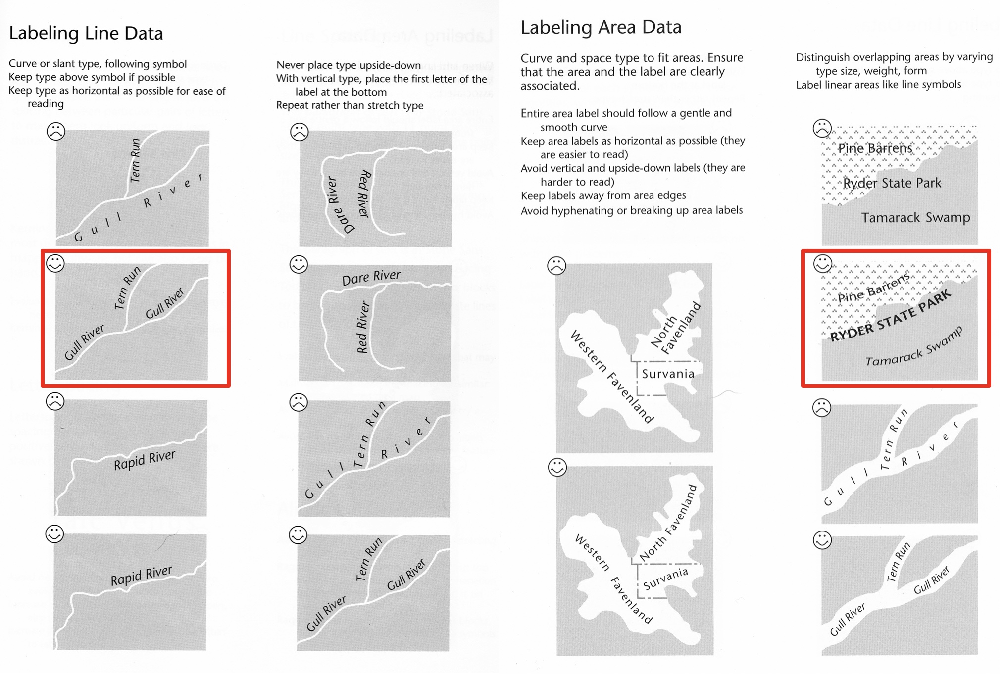 Labeling line and polygon features