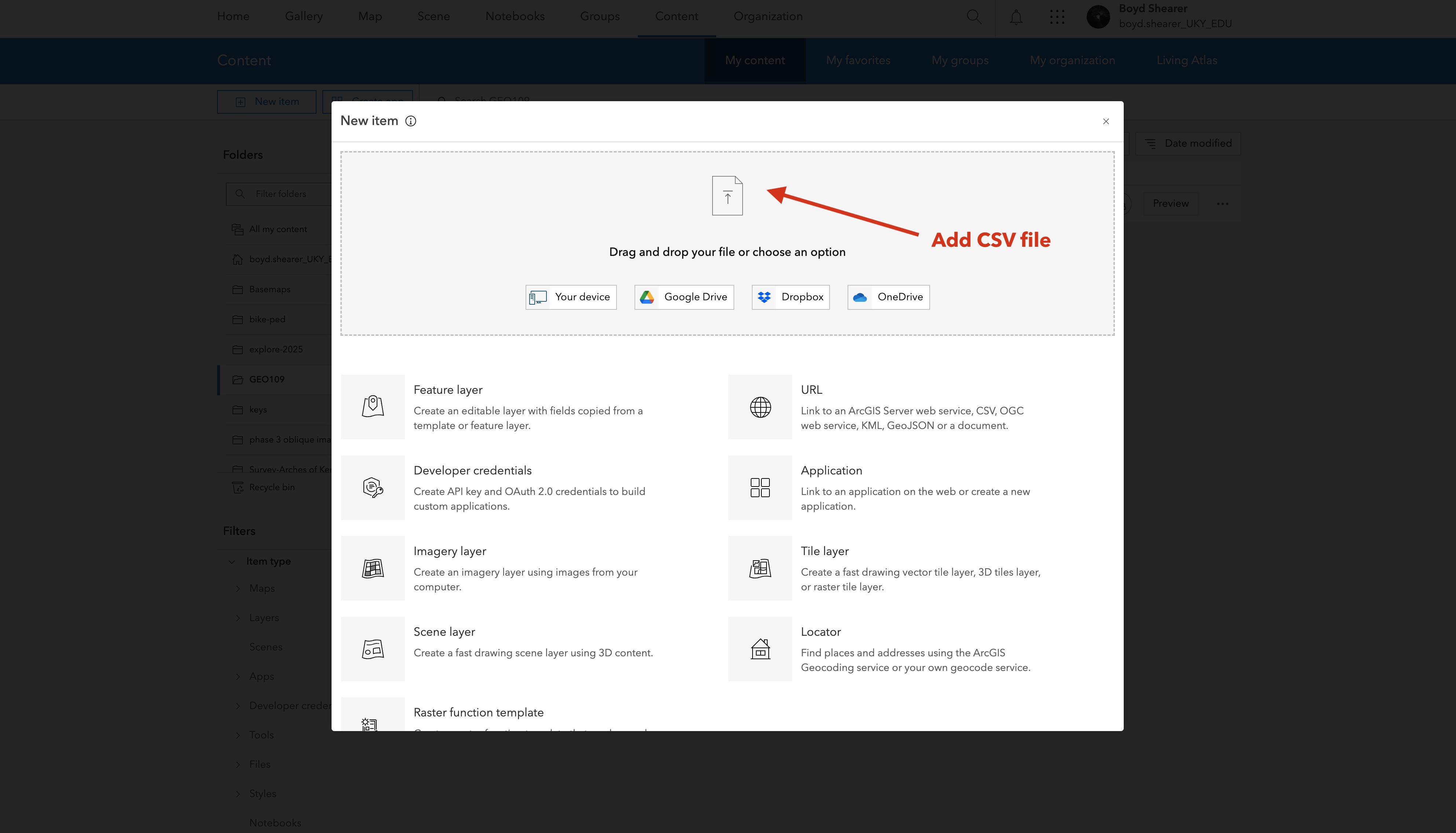 Drag and drop the file onto the menu.